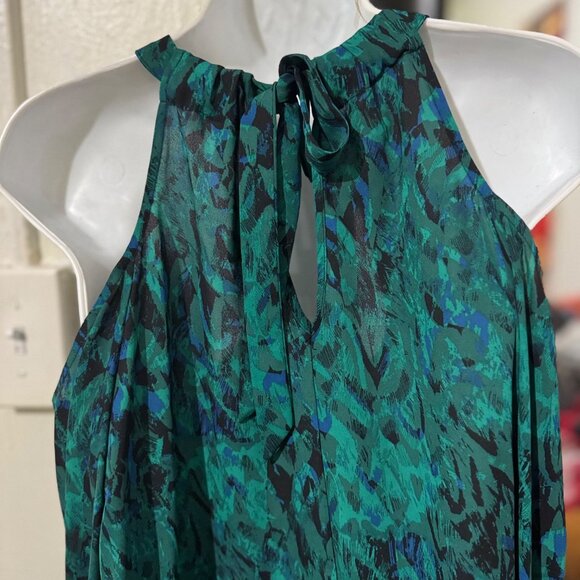 Thalia Sodi Women Printed Keyhole Neck Top Faux Wrap Halter Green Size medium - Picture 9 of 13